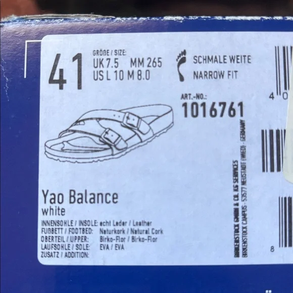 Birkenstock Yao Balance White Cross-Strap Sandals 41 - Picture 2 of 6